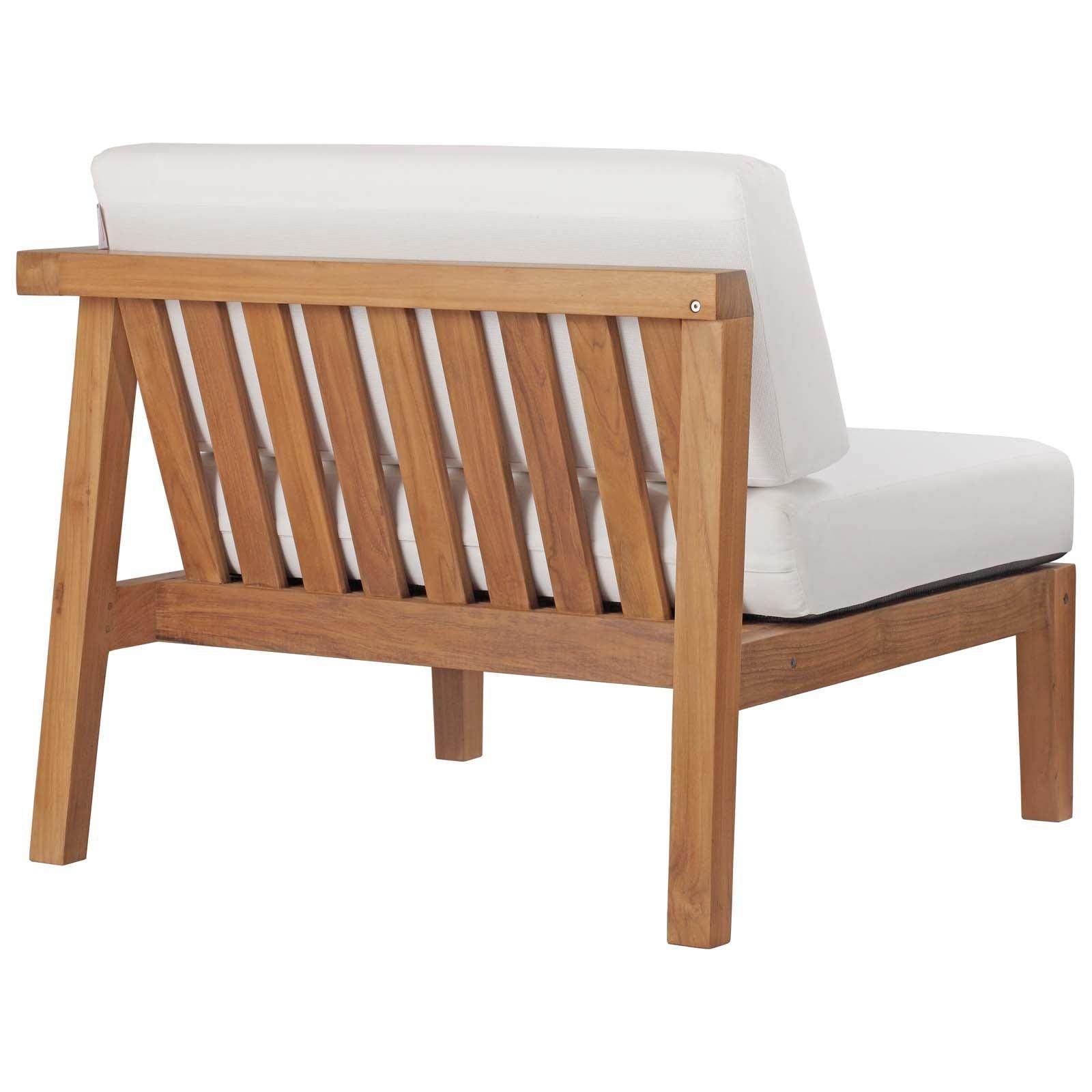 Modway Bayport Outdoor Patio Teak Wood 3-Piece Sectional Sofa Set FredCo