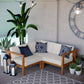 Modway Bayport Outdoor Patio Teak Wood 3-Piece Sectional Sofa Set FredCo