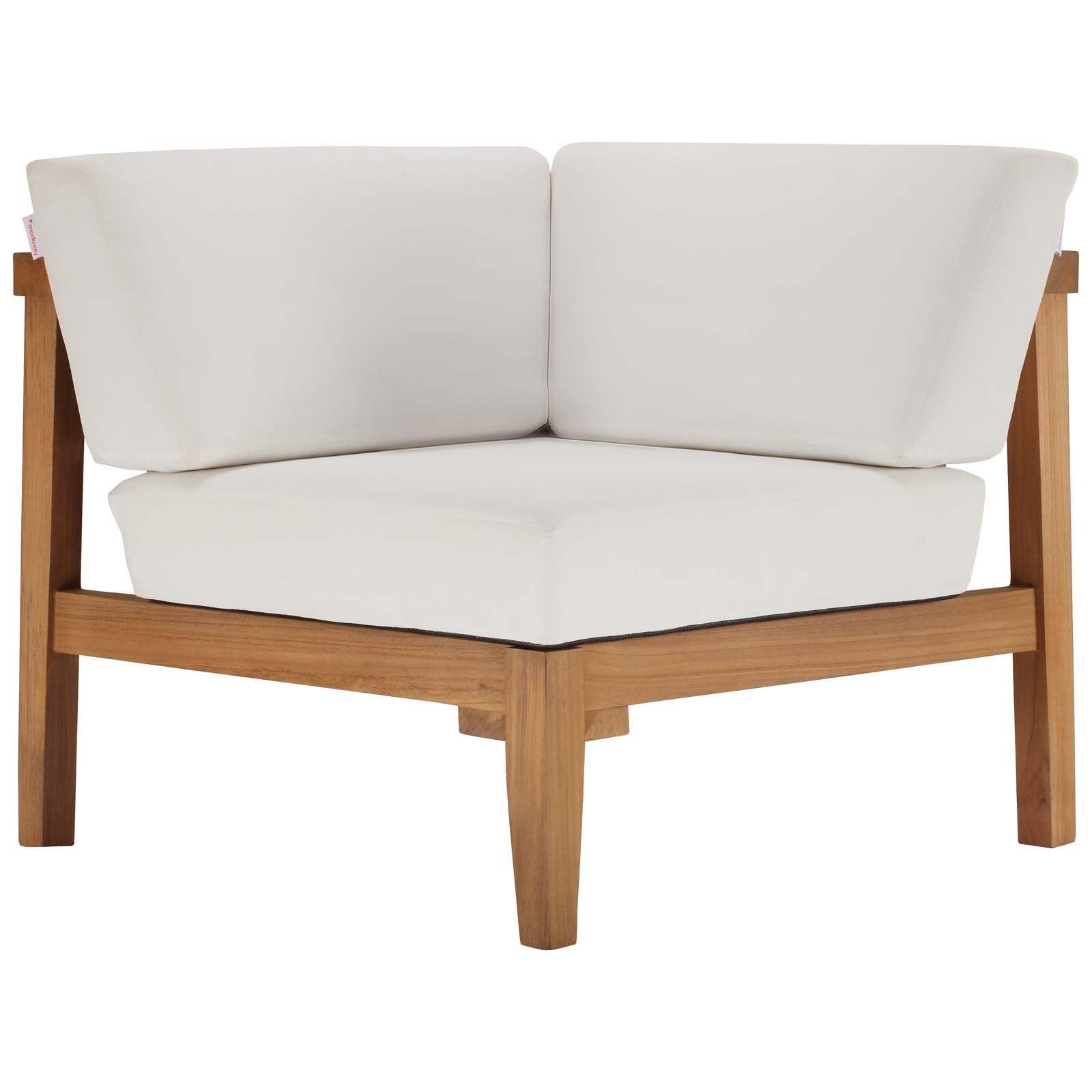 Modway Bayport Outdoor Patio Teak Wood Corner Chair FredCo