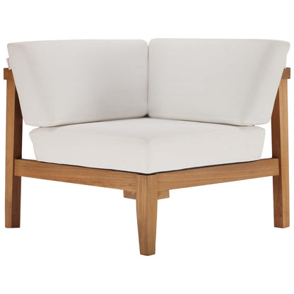 Modway Bayport Outdoor Patio Teak Wood Corner Chair FredCo
