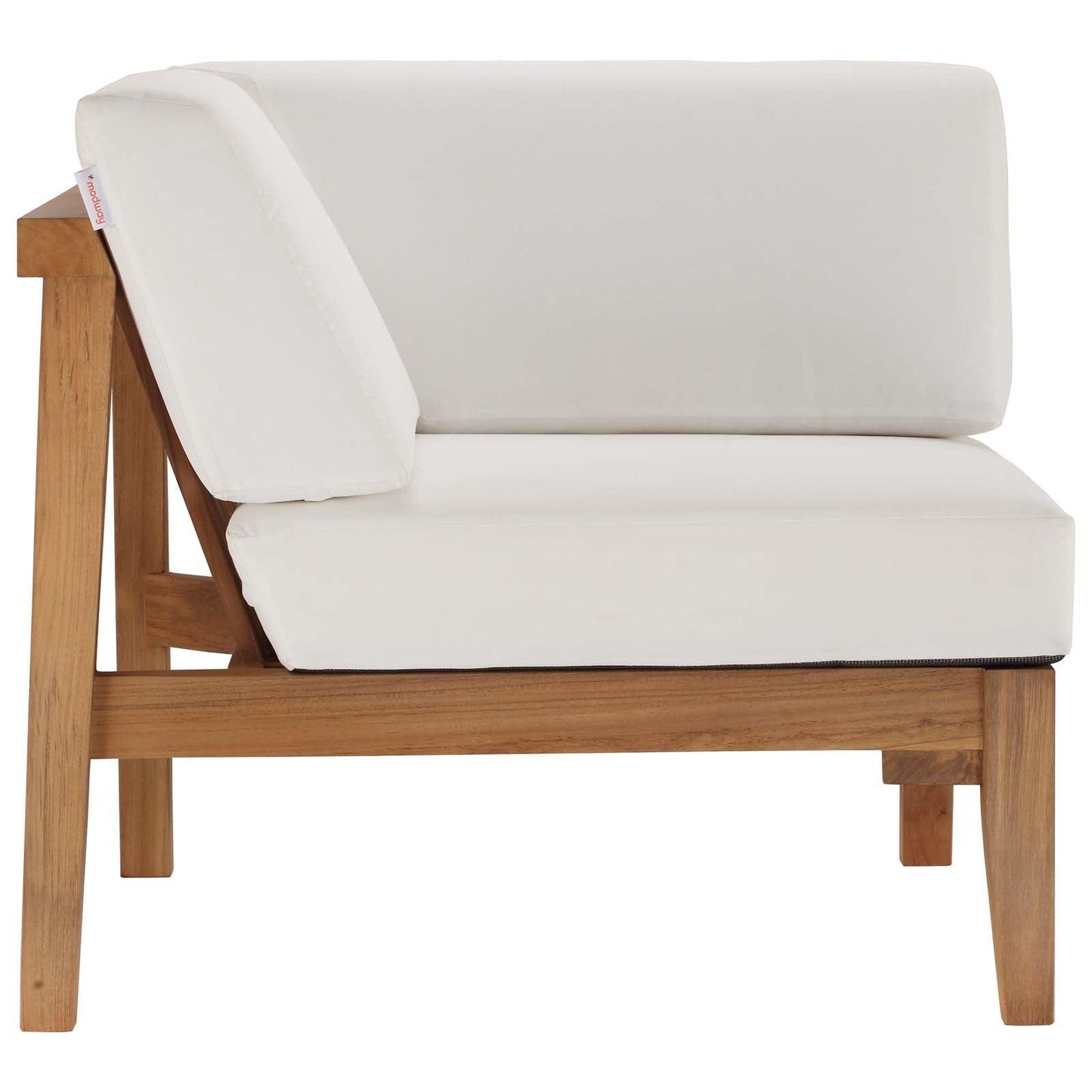 Modway Bayport Outdoor Patio Teak Wood Corner Chair FredCo