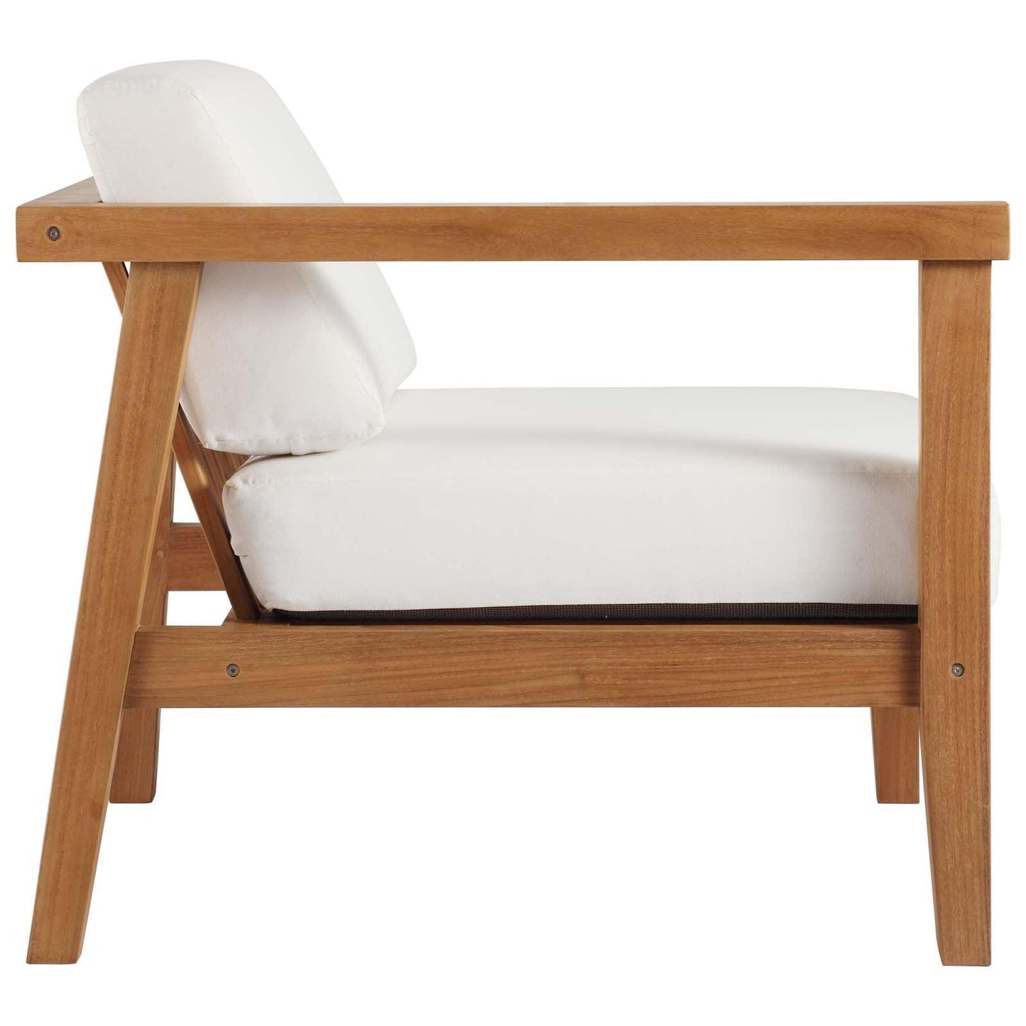 Modway Bayport Outdoor Patio Teak Wood Left-Arm Chair FredCo