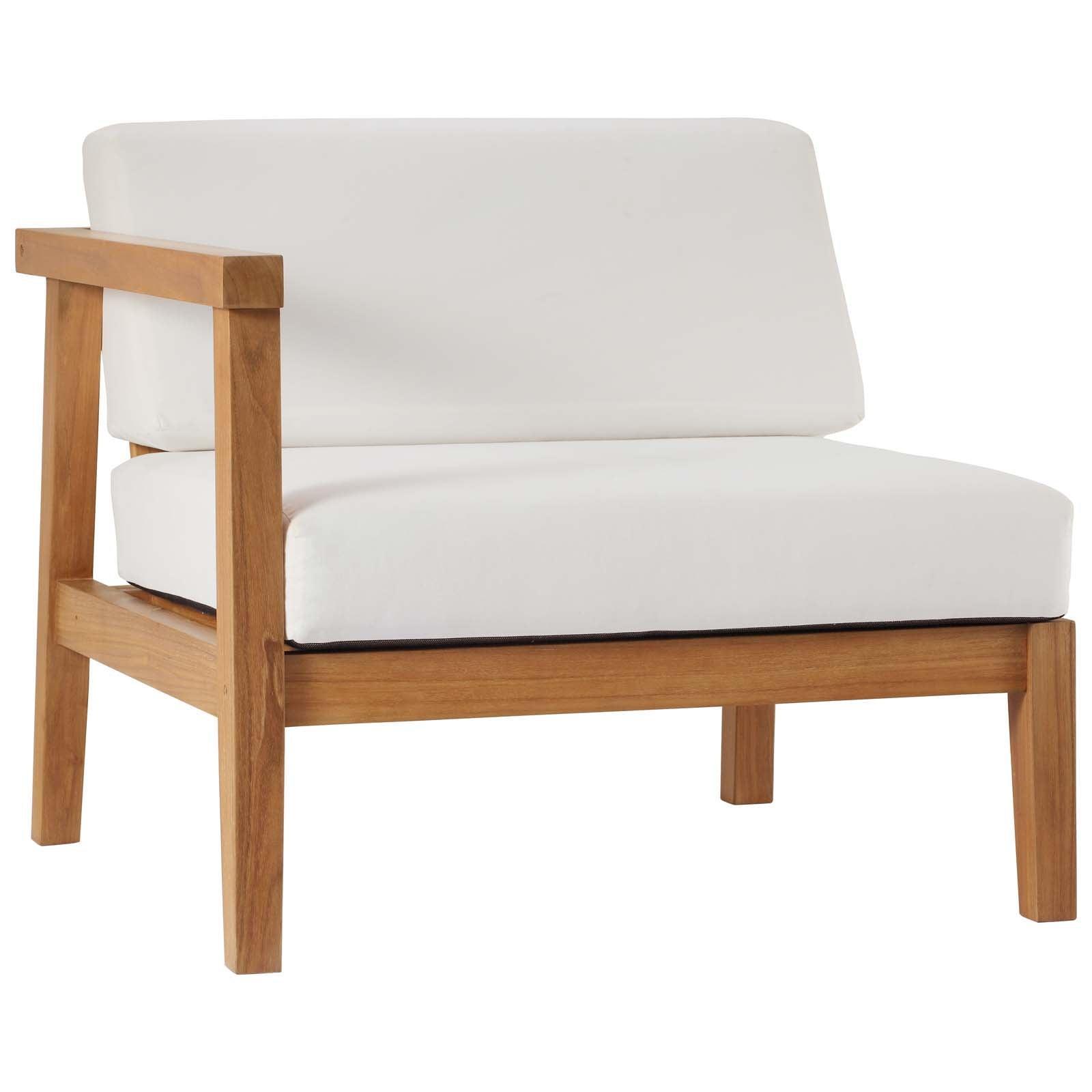 Modway Bayport Outdoor Patio Teak Wood Left-Arm Chair FredCo