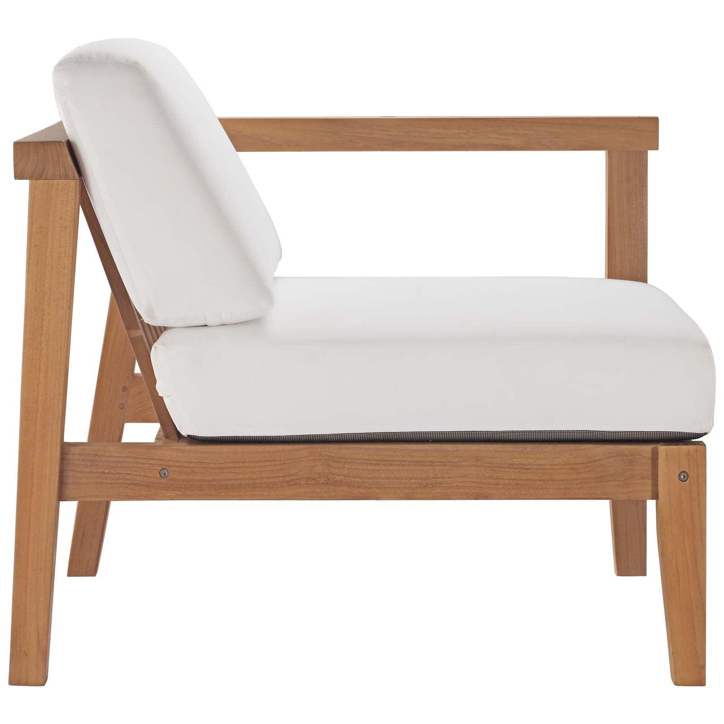 Modway Bayport Outdoor Patio Teak Wood Right-Arm Chair FredCo