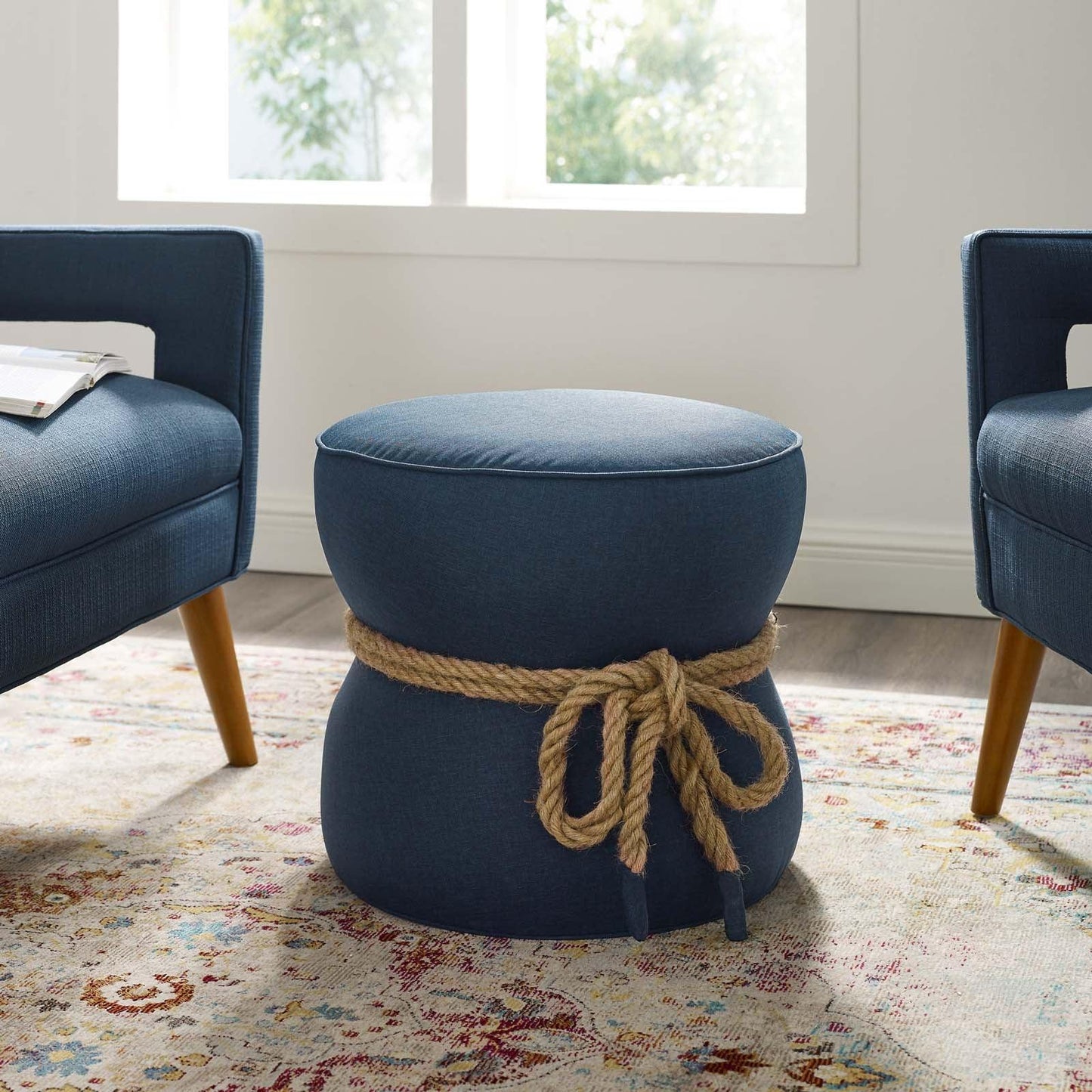 Modway Beat Nautical Rope Upholstered Fabric Ottoman FredCo