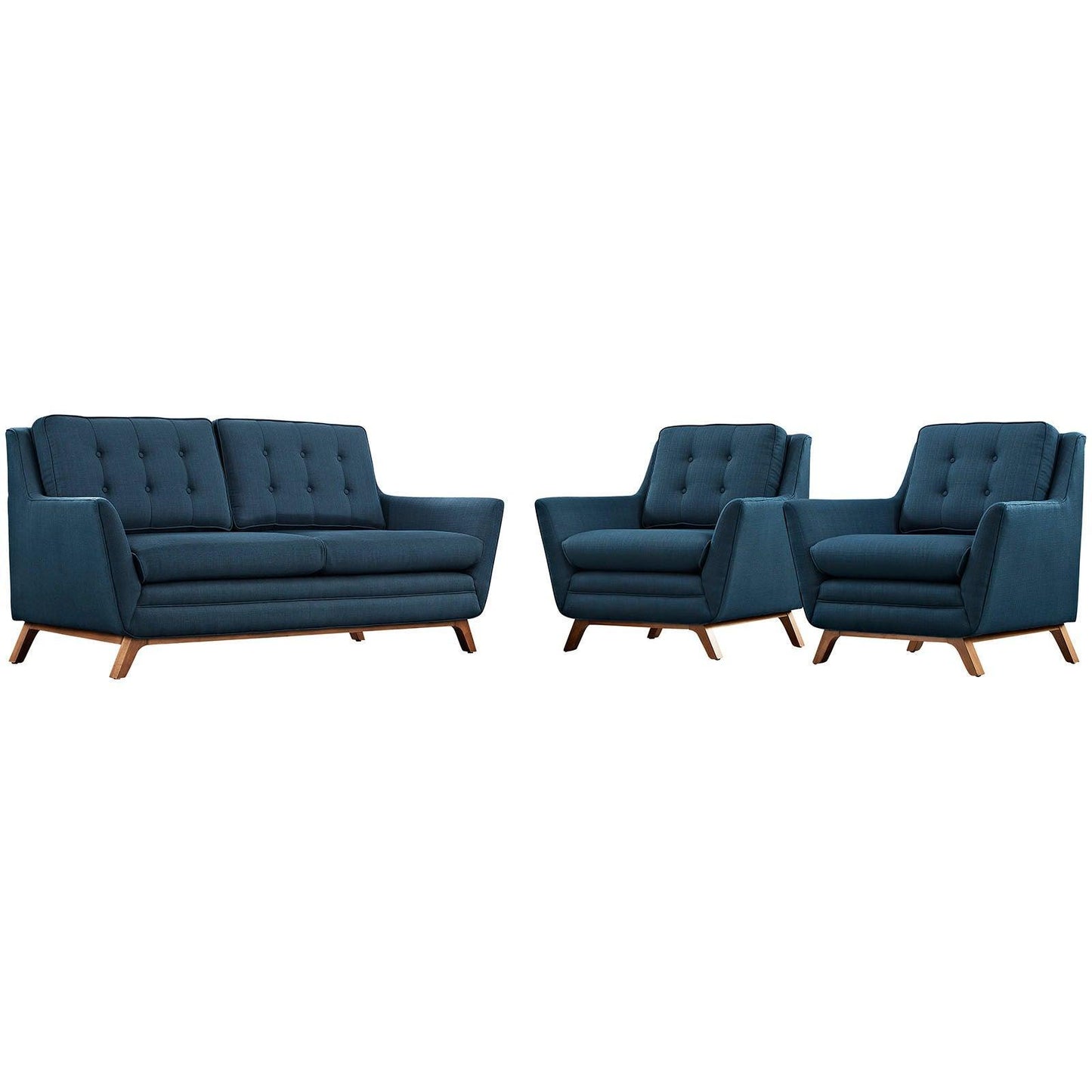 Modway Beguile 3 Piece Upholstered Fabric Living Room Set FredCo