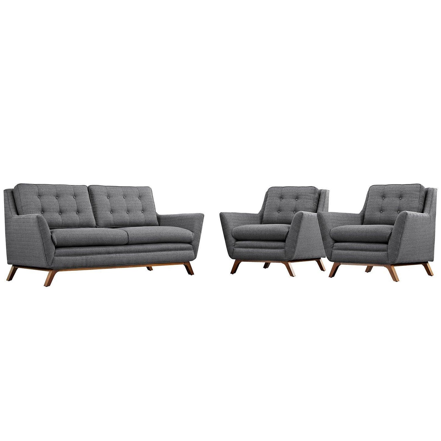 Modway Beguile 3 Piece Upholstered Fabric Living Room Set FredCo