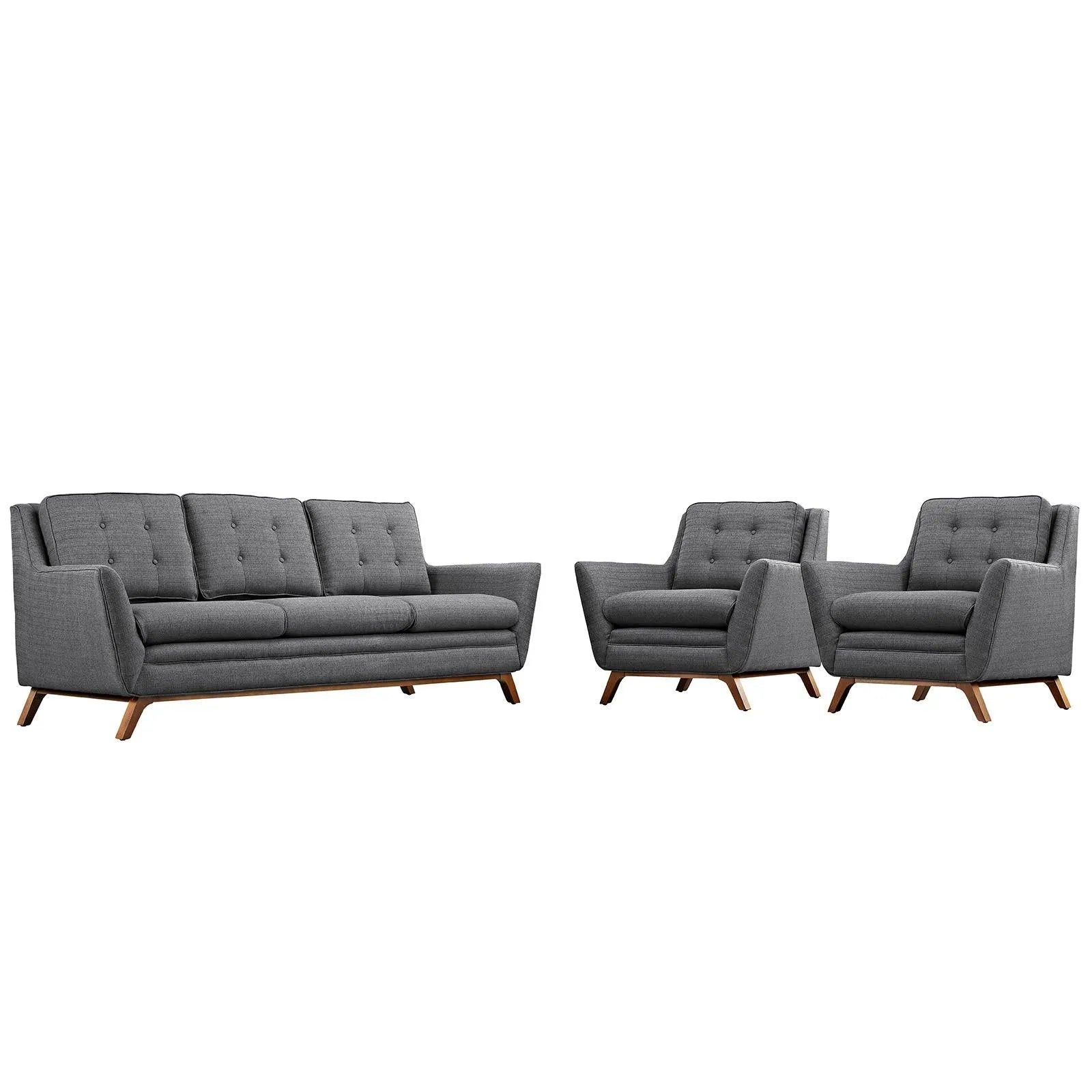 Modway Beguile 3 Piece Upholstered Fabric Living Room Set, EEI-2184 FredCo