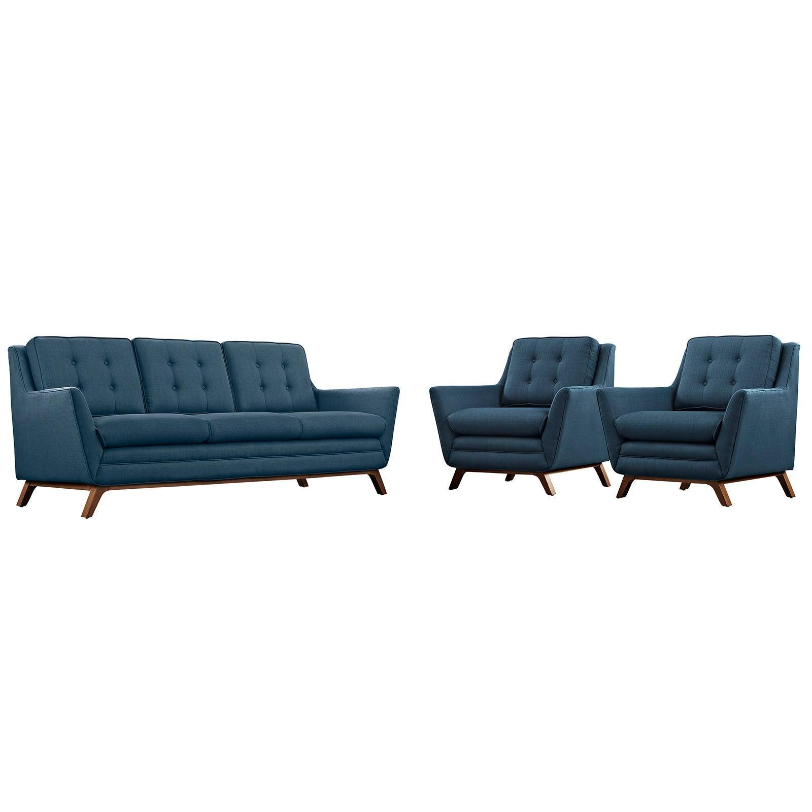 Modway Beguile 3 Piece Upholstered Fabric Living Room Set, EEI-2184 FredCo