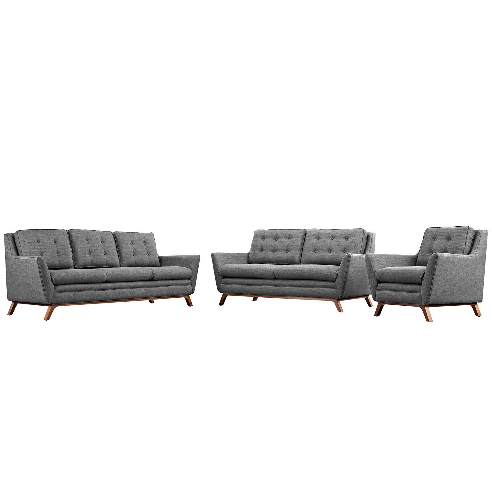 Modway Beguile Living Room Set Upholstered Fabric Set of 3 FredCo