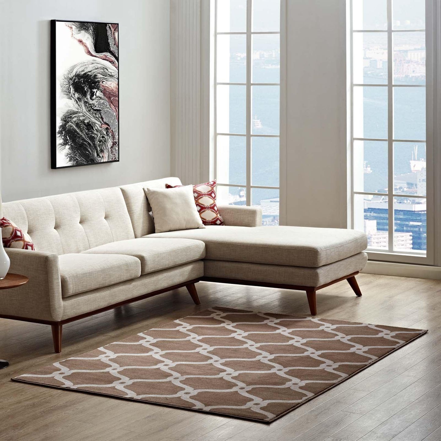 Modway Beltara Chain Link Transitional Trellis Area Rug FredCo