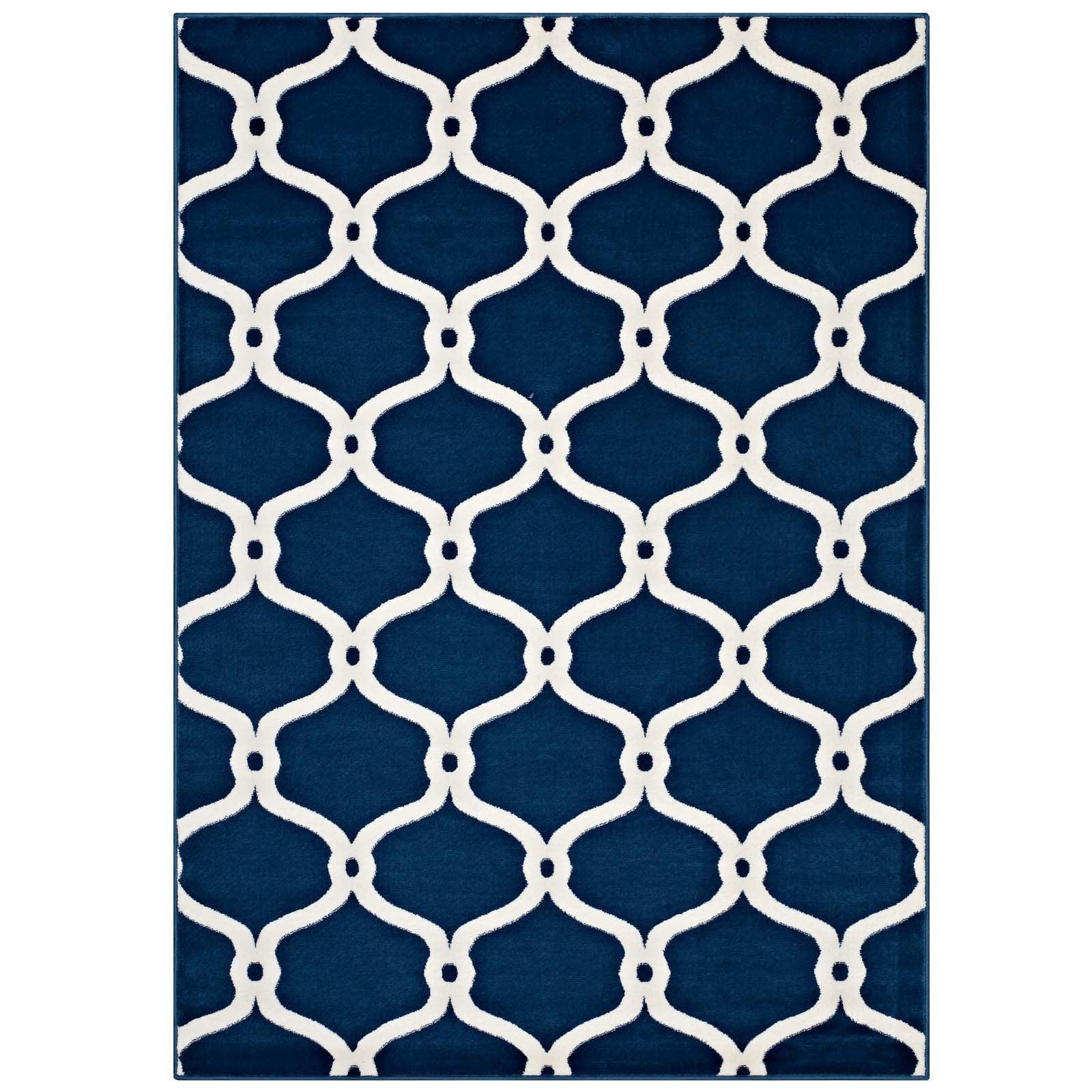 Modway Beltara Chain Link Transitional Trellis Area Rug FredCo