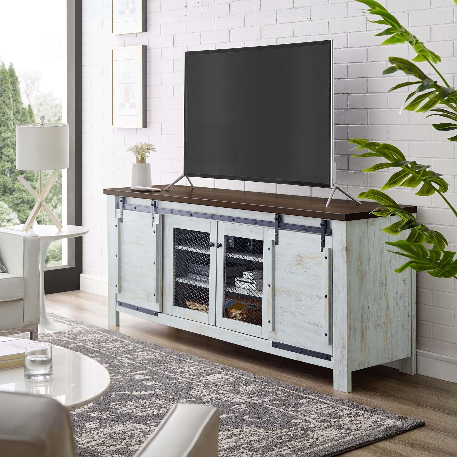 Modway Bennington 71" Rustic Sliding Door TV Stand FredCo