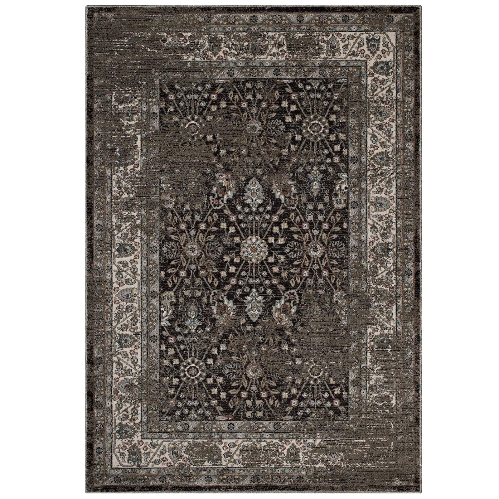 Modway Berit Distressed Vintage Floral Lattice Area Rug FredCo