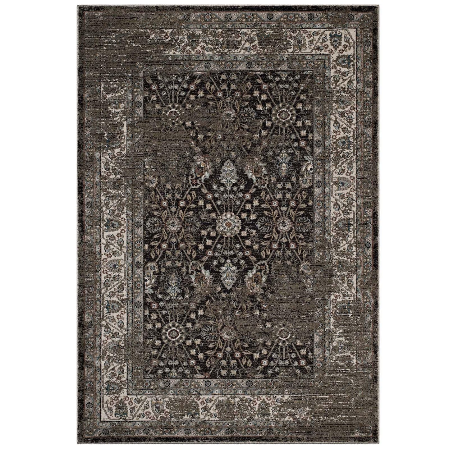 Modway Berit Distressed Vintage Floral Lattice Area Rug FredCo