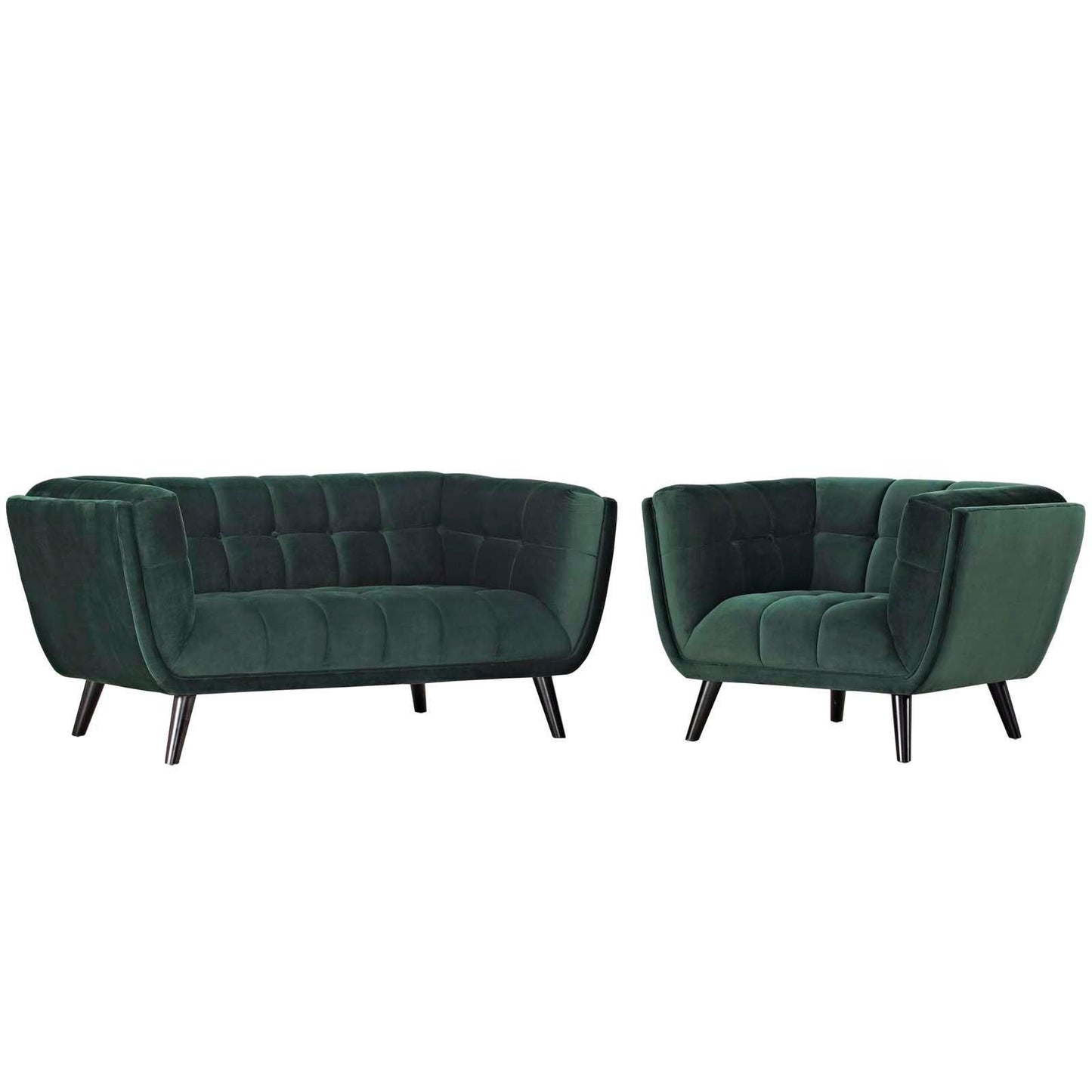 Modway Bestow 2 Piece Performance Velvet Loveseat and Armchair Set FredCo