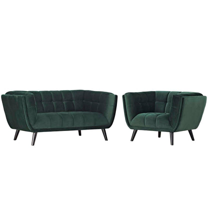 Modway Bestow 2 Piece Performance Velvet Loveseat and Armchair Set FredCo