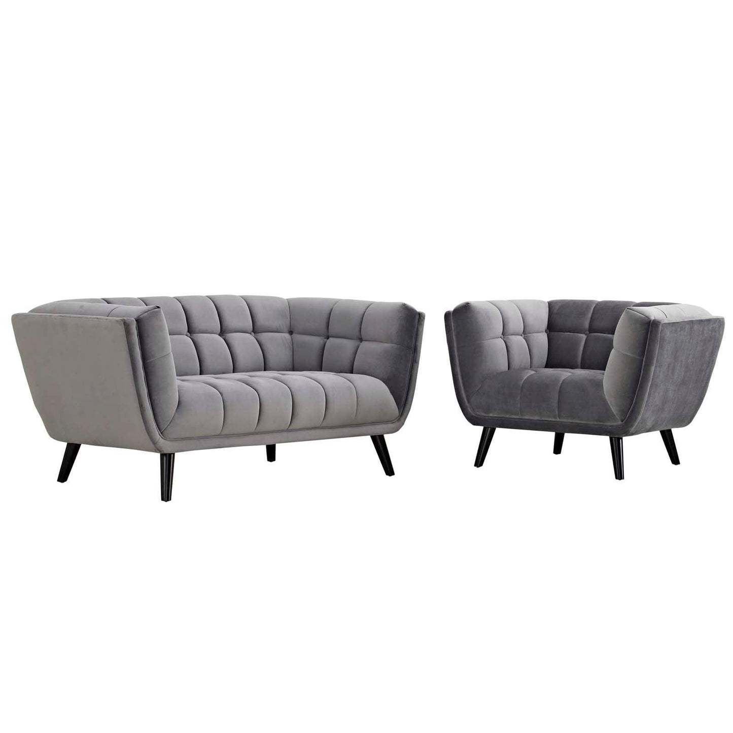 Modway Bestow 2 Piece Performance Velvet Loveseat and Armchair Set FredCo