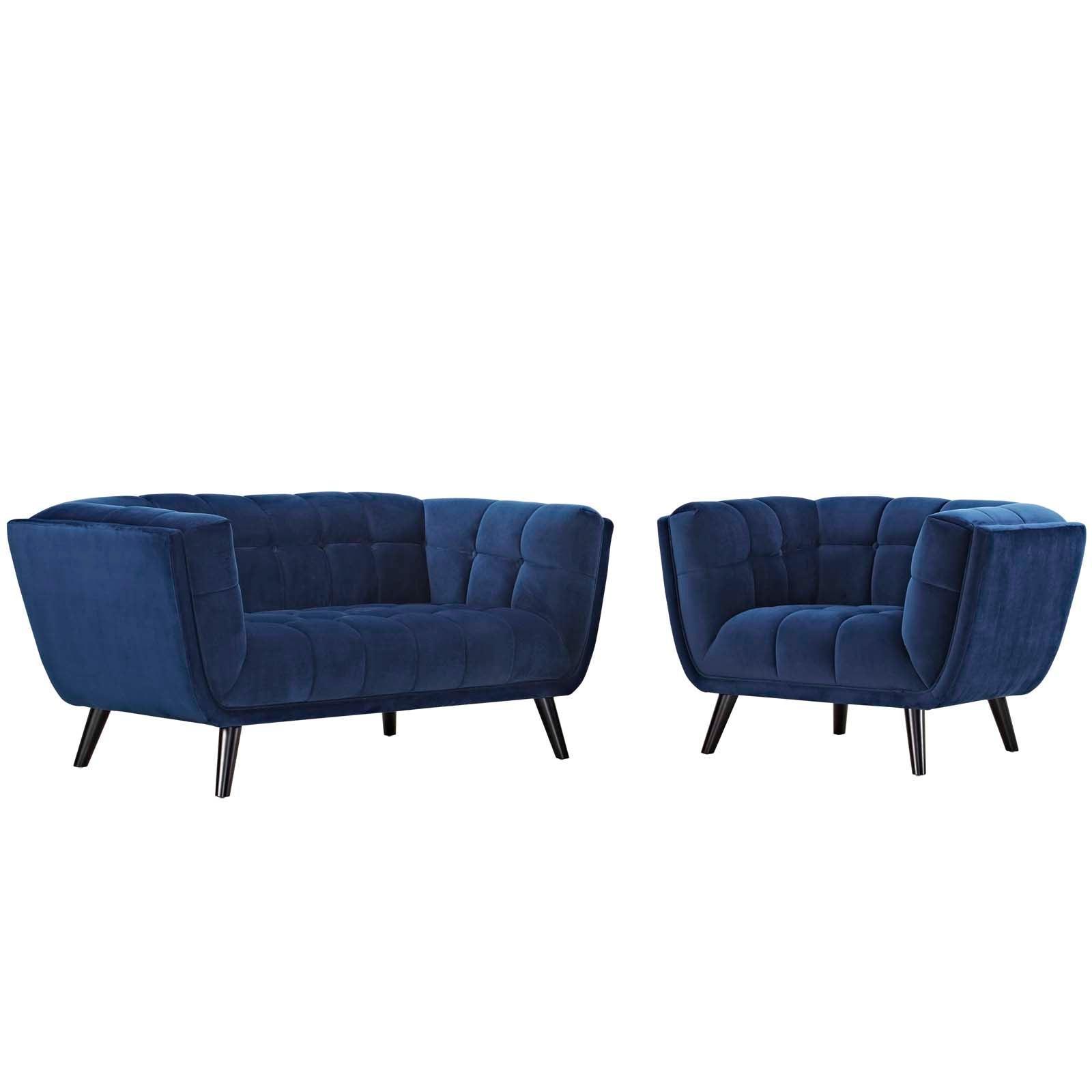 Modway Bestow 2 Piece Performance Velvet Loveseat and Armchair Set FredCo