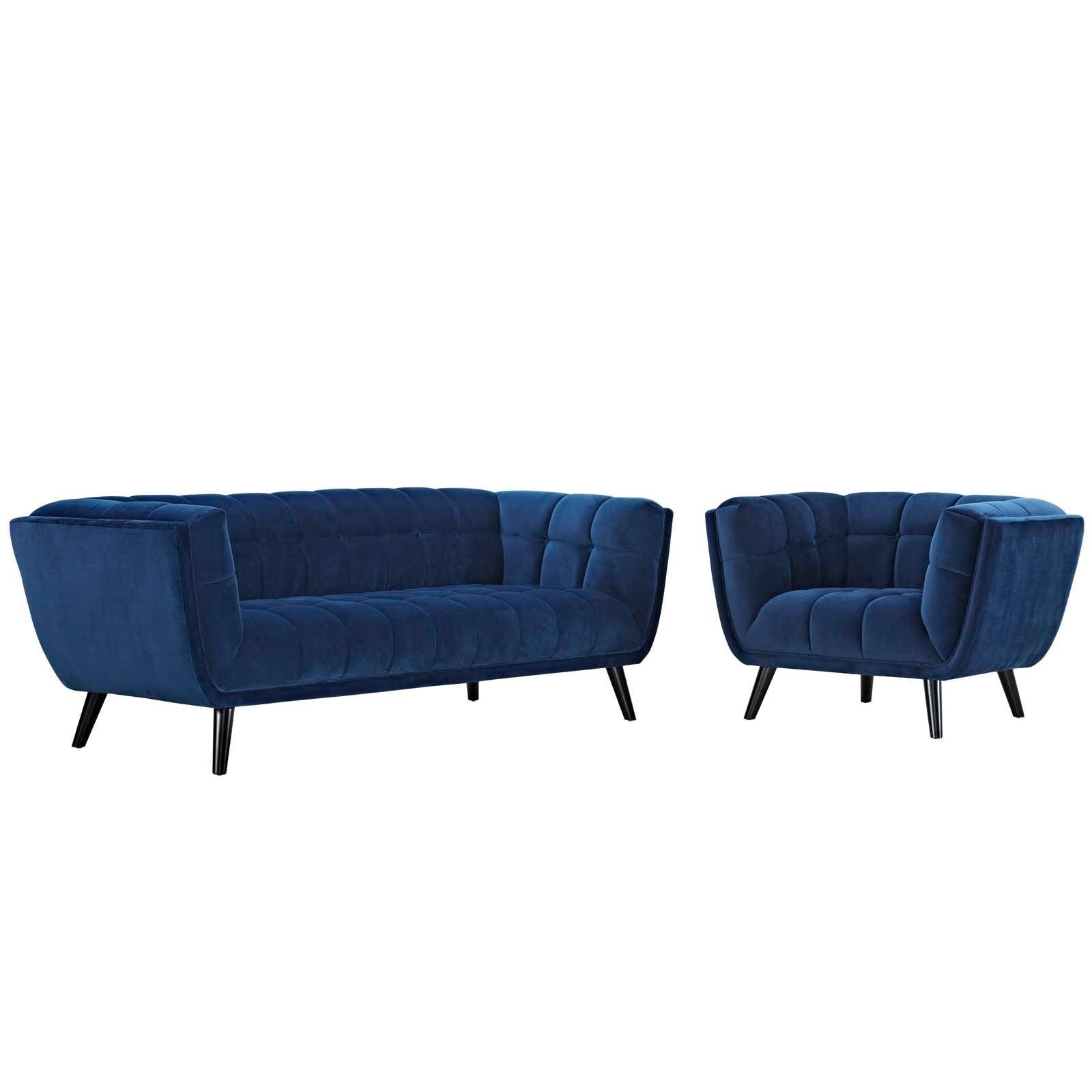 Modway Bestow 2 Piece Performance Velvet Sofa and Armchair Set FredCo