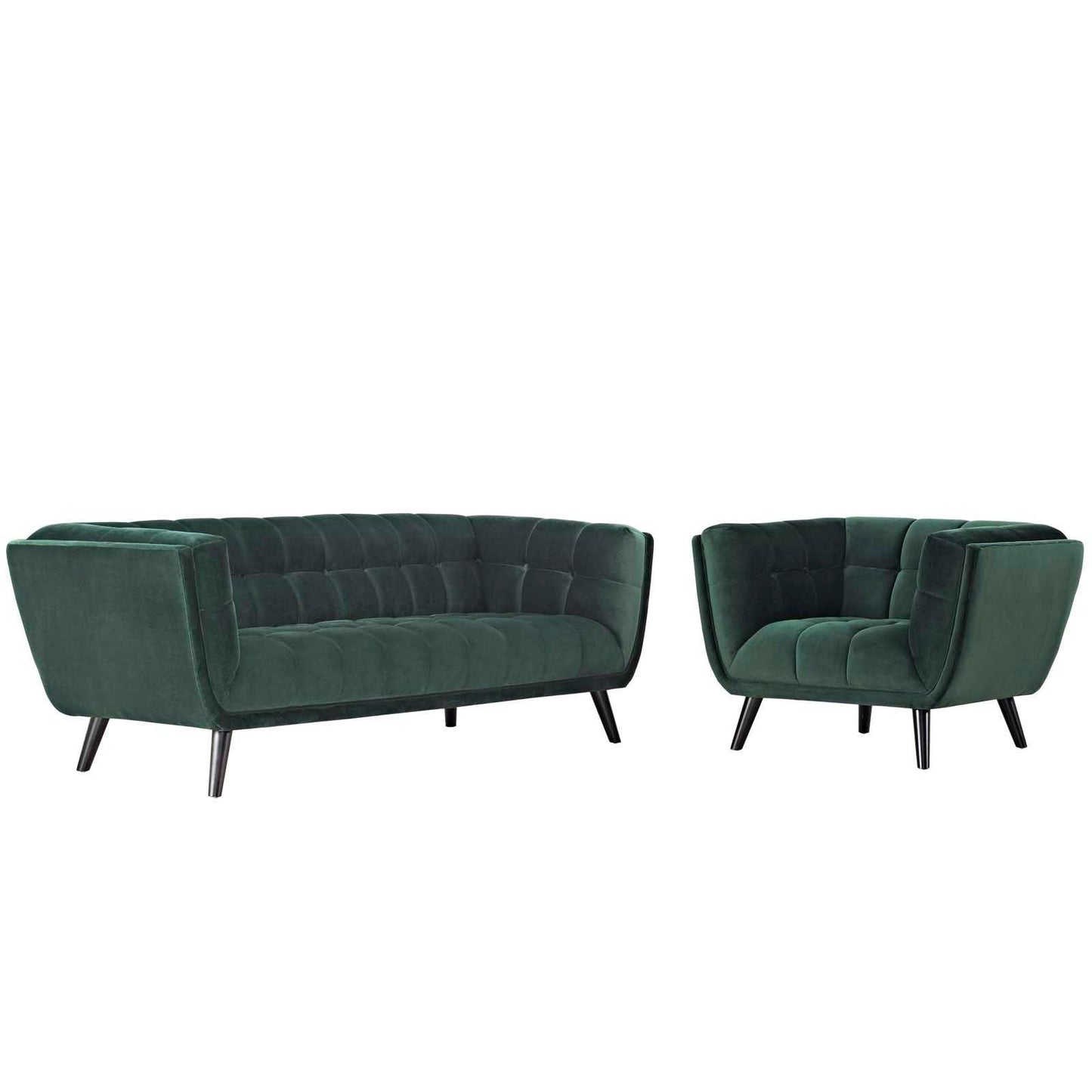 Modway Bestow 2 Piece Performance Velvet Sofa and Armchair Set FredCo