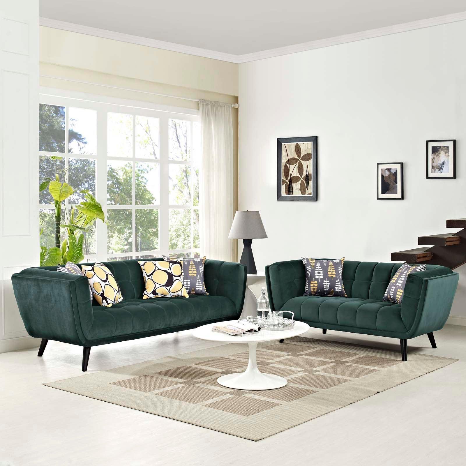 Modway Bestow 2 Piece Performance Velvet Sofa and Loveseat Set FredCo