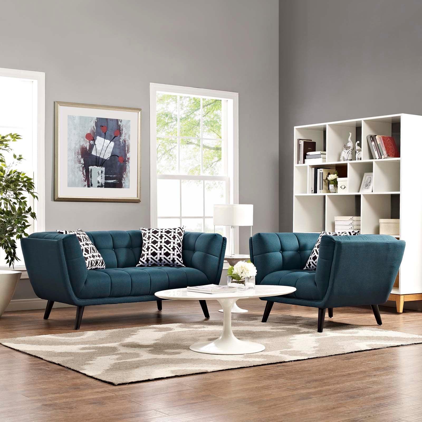 Modway Bestow 2 Piece Upholstered Fabric Loveseat and Armchair Set FredCo