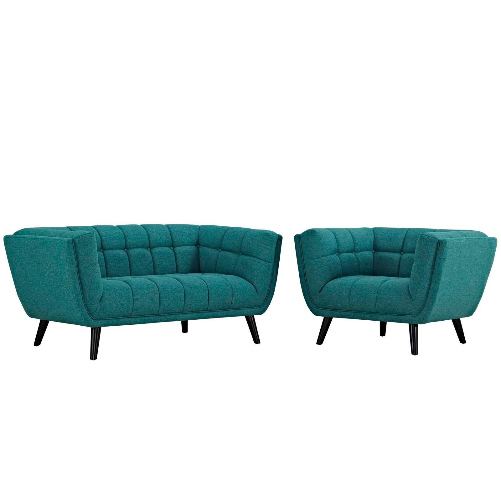 Modway Bestow 2 Piece Upholstered Fabric Loveseat and Armchair Set FredCo