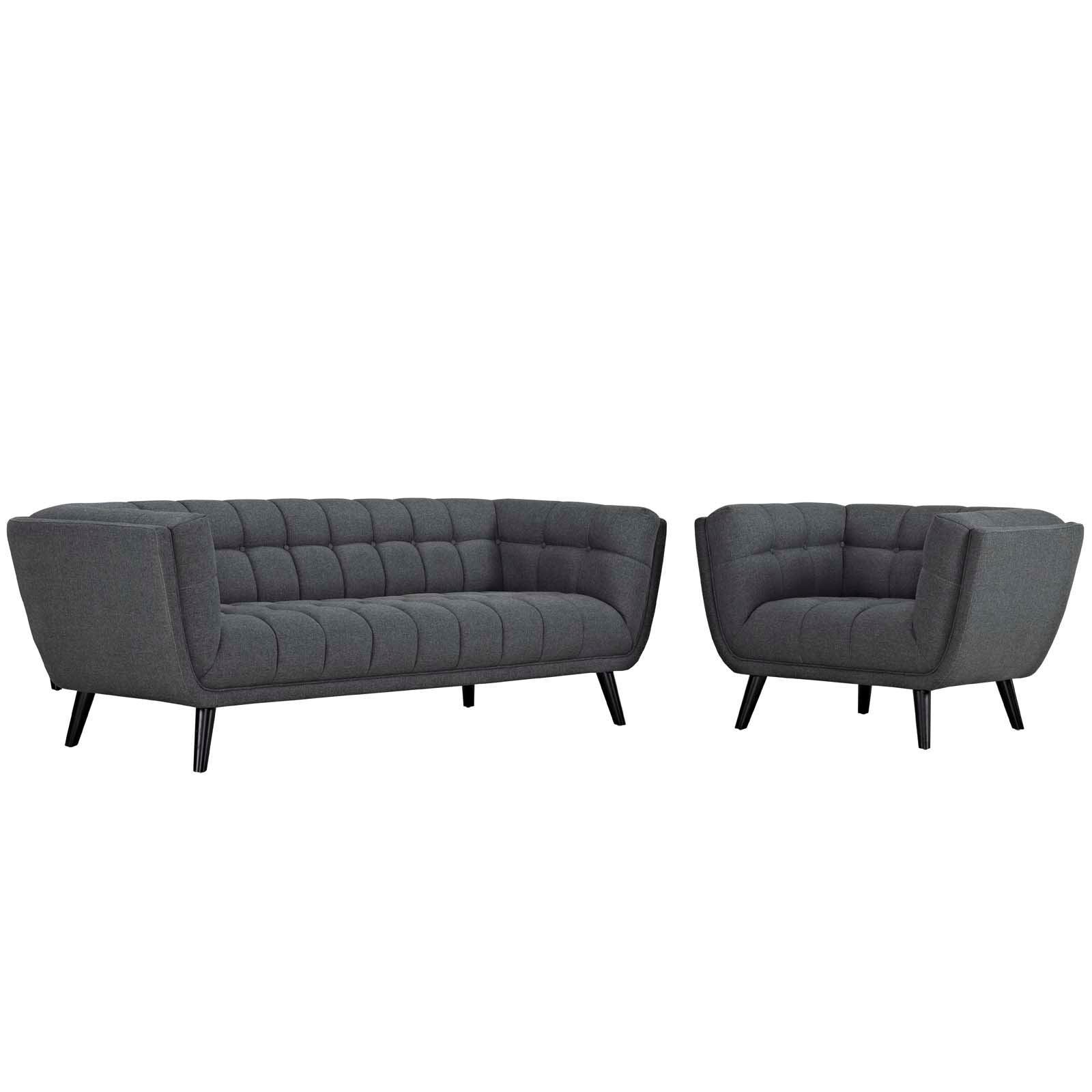 Modway Bestow 2 Piece Upholstered Fabric Sofa and Armchair Set FredCo