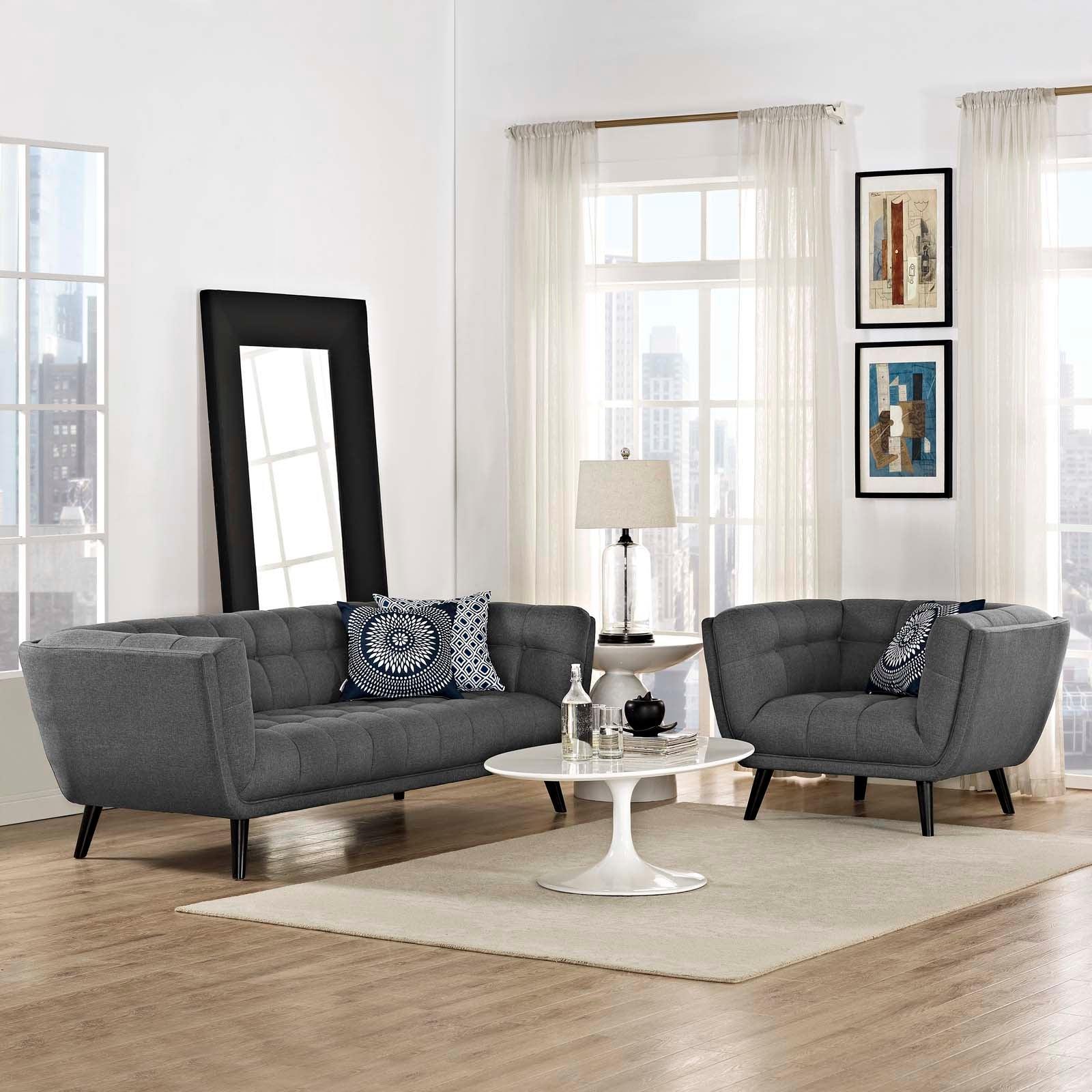 Modway Bestow 2 Piece Upholstered Fabric Sofa and Armchair Set FredCo