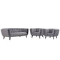 Modway Bestow 3 Piece Performance Velvet Sofa and Armchair Set FredCo