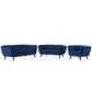 Modway Bestow 3 Piece Performance Velvet Sofa Loveseat and Armchair Set FredCo