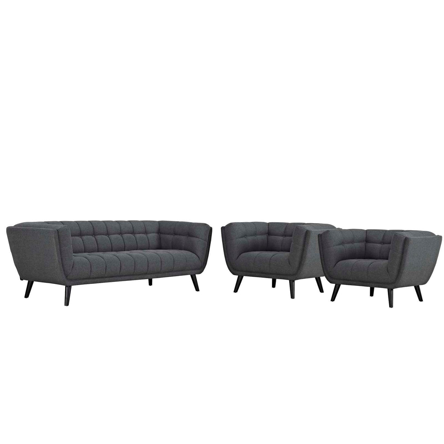 Modway Bestow 3 Piece Upholstered Fabric Sofa and Armchair Set FredCo