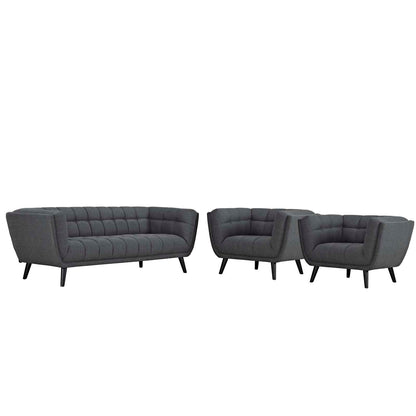 Modway Bestow 3 Piece Upholstered Fabric Sofa and Armchair Set FredCo