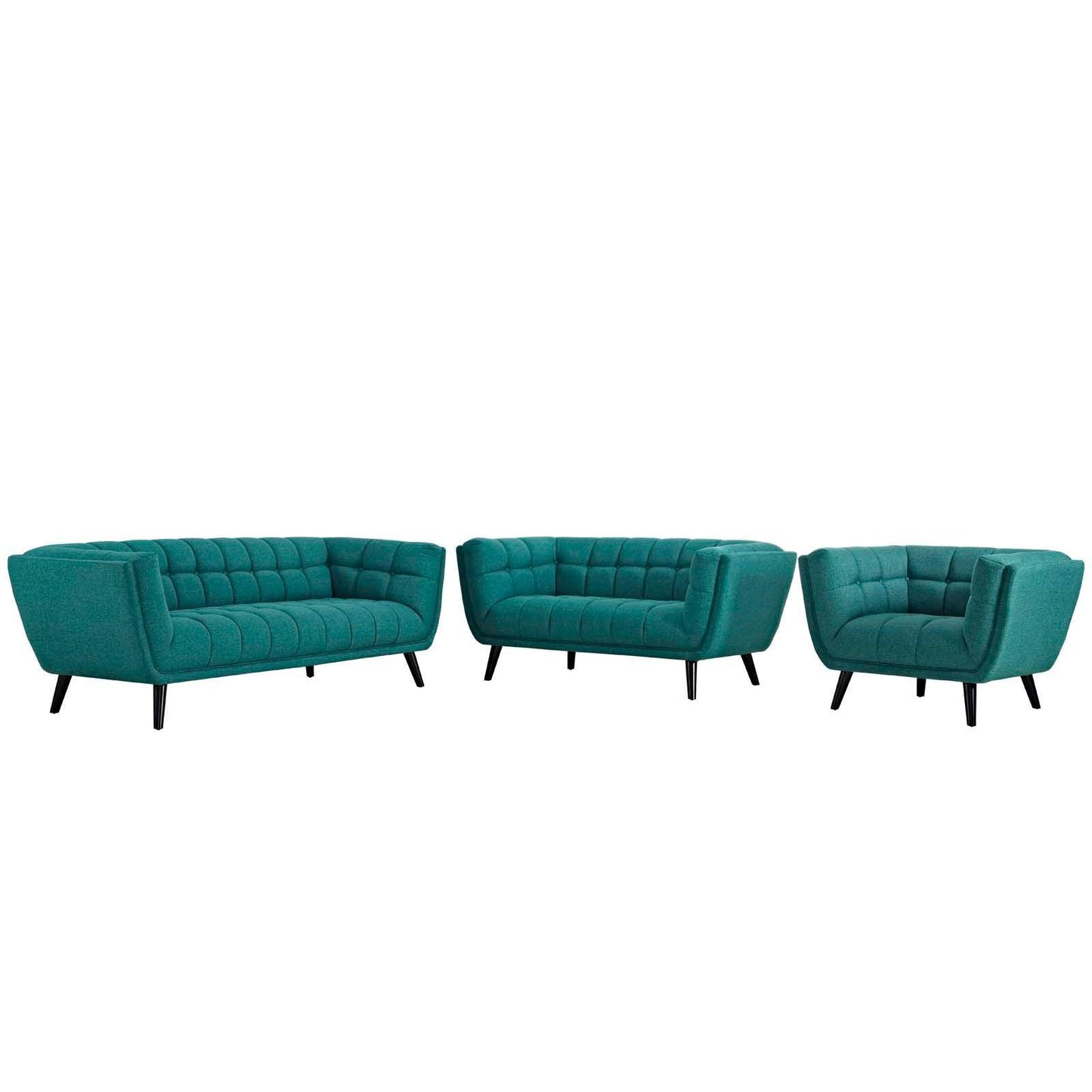 Modway Bestow 3 Piece Upholstered Fabric Sofa Loveseat and Armchair Set FredCo