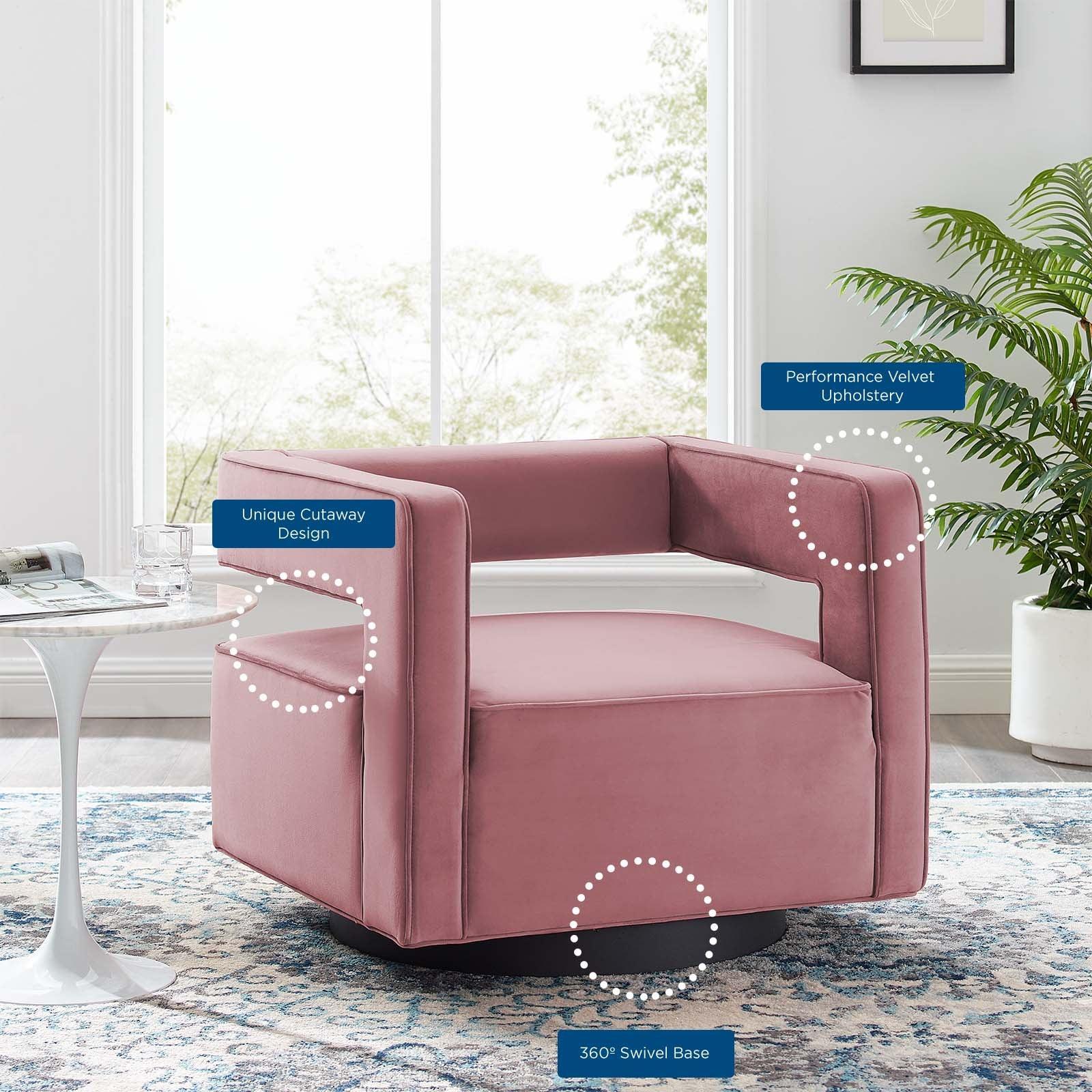 Modway Booth Performance Velvet Performance Velvet Swivel Armchair FredCo