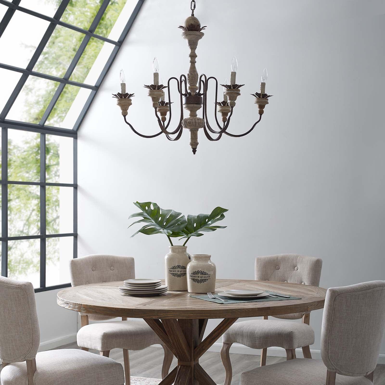 Modway Bountiful Vintage French Pendant Ceiling Light Candelabra Chandelier FredCo