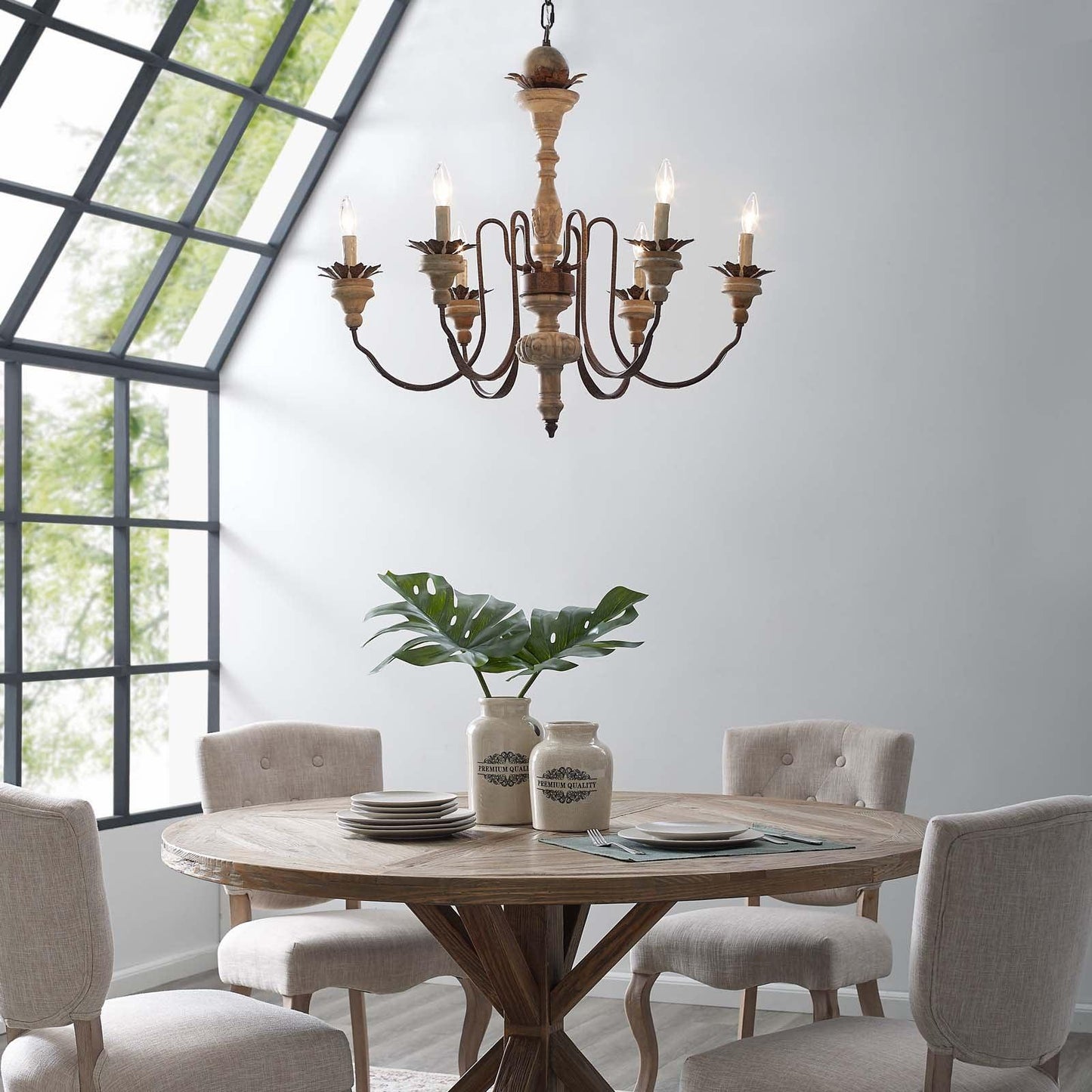 Modway Bountiful Vintage French Pendant Ceiling Light Candelabra Chandelier FredCo