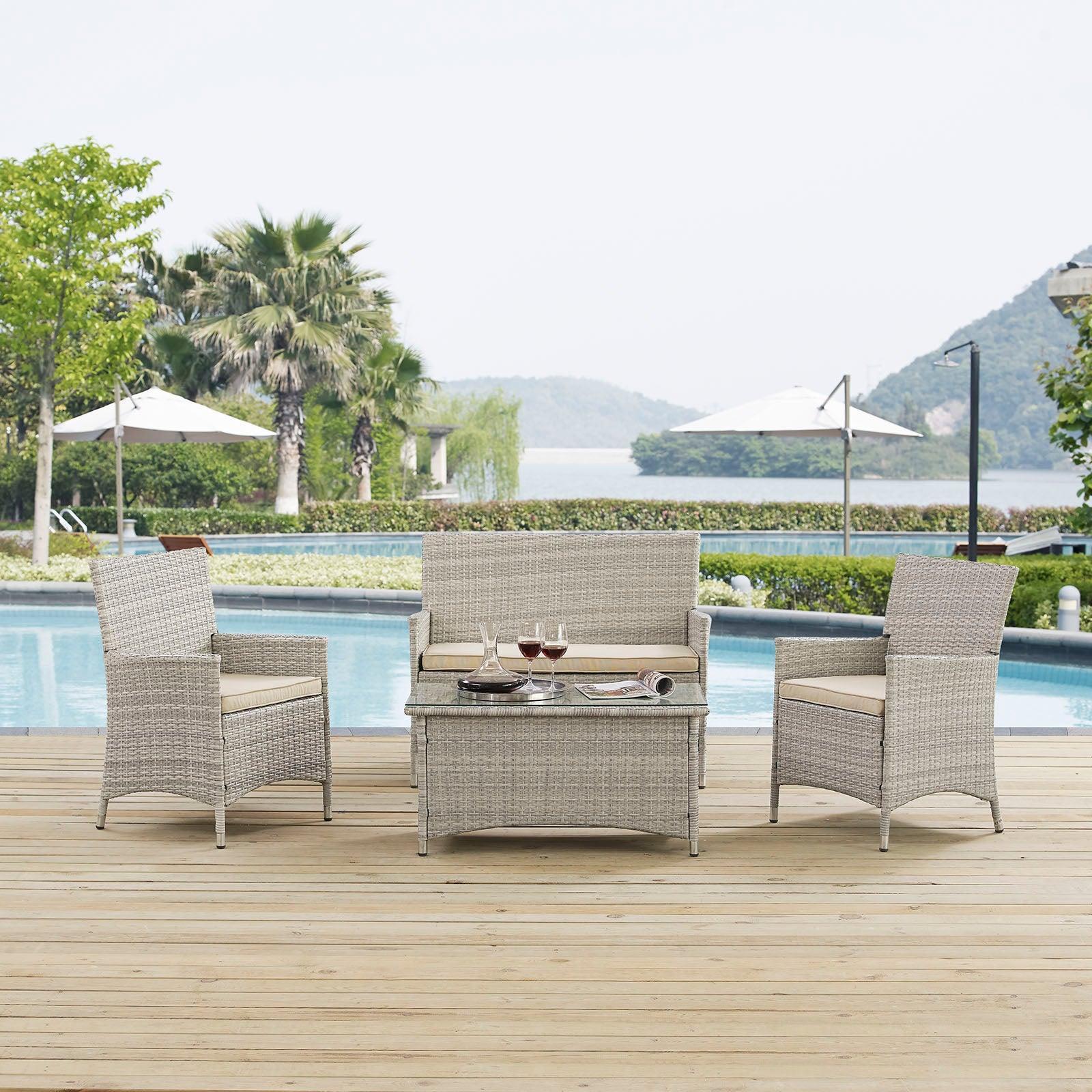 Modway Bridge 4 Piece Outdoor Patio Patio Conversation Set FredCo