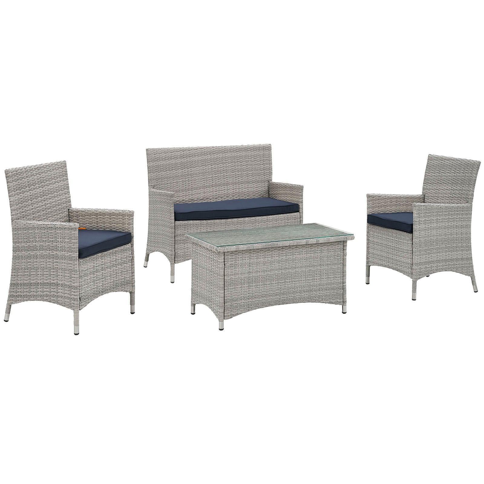 Modway Bridge 4 Piece Outdoor Patio Patio Conversation Set FredCo