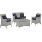 Modway Bridge 4 Piece Outdoor Patio Patio Conversation Set with Pillow Set FredCo
