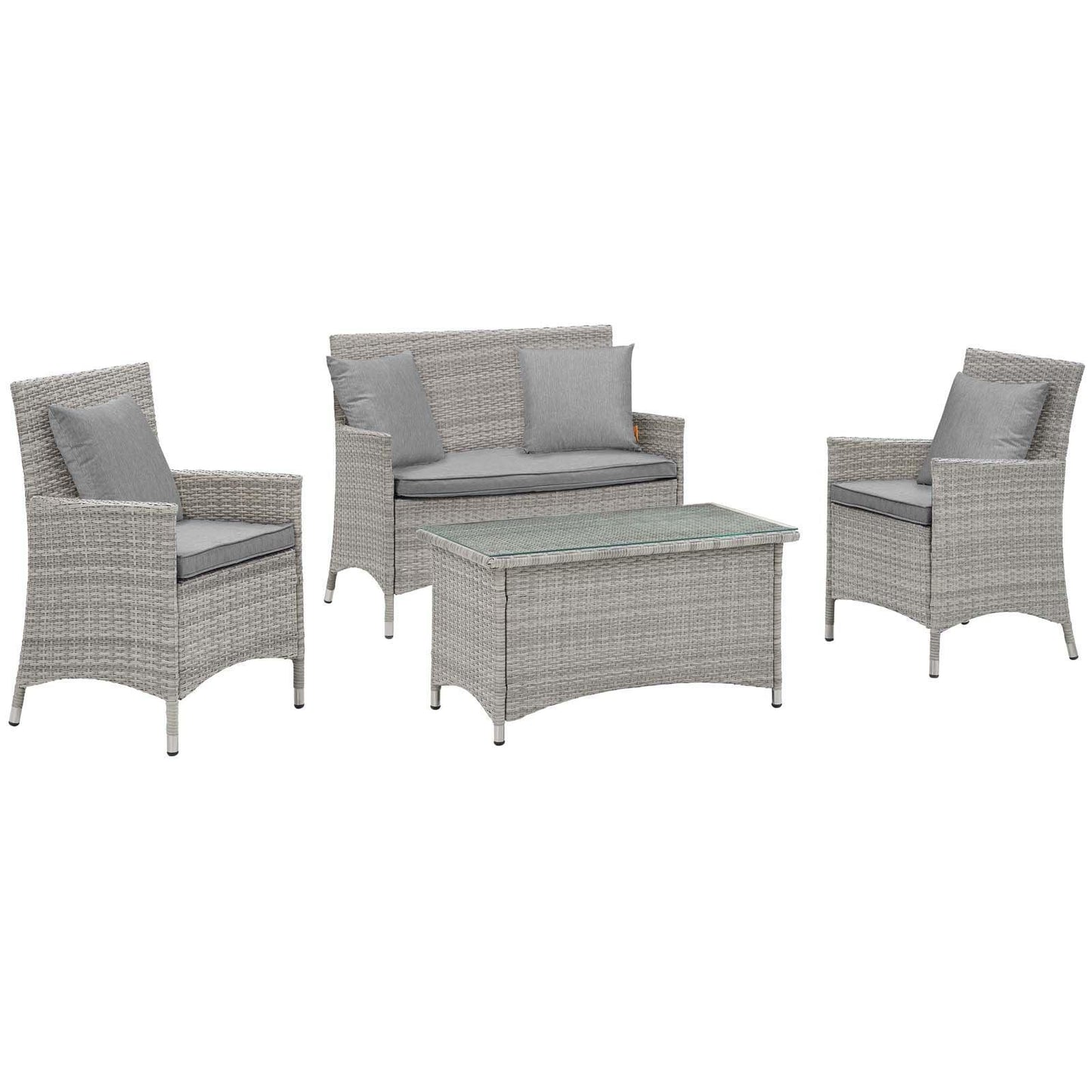 Modway Bridge 4 Piece Outdoor Patio Patio Conversation Set with Pillow Set FredCo