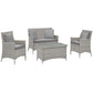Modway Bridge 4 Piece Outdoor Patio Patio Conversation Set with Pillow Set FredCo