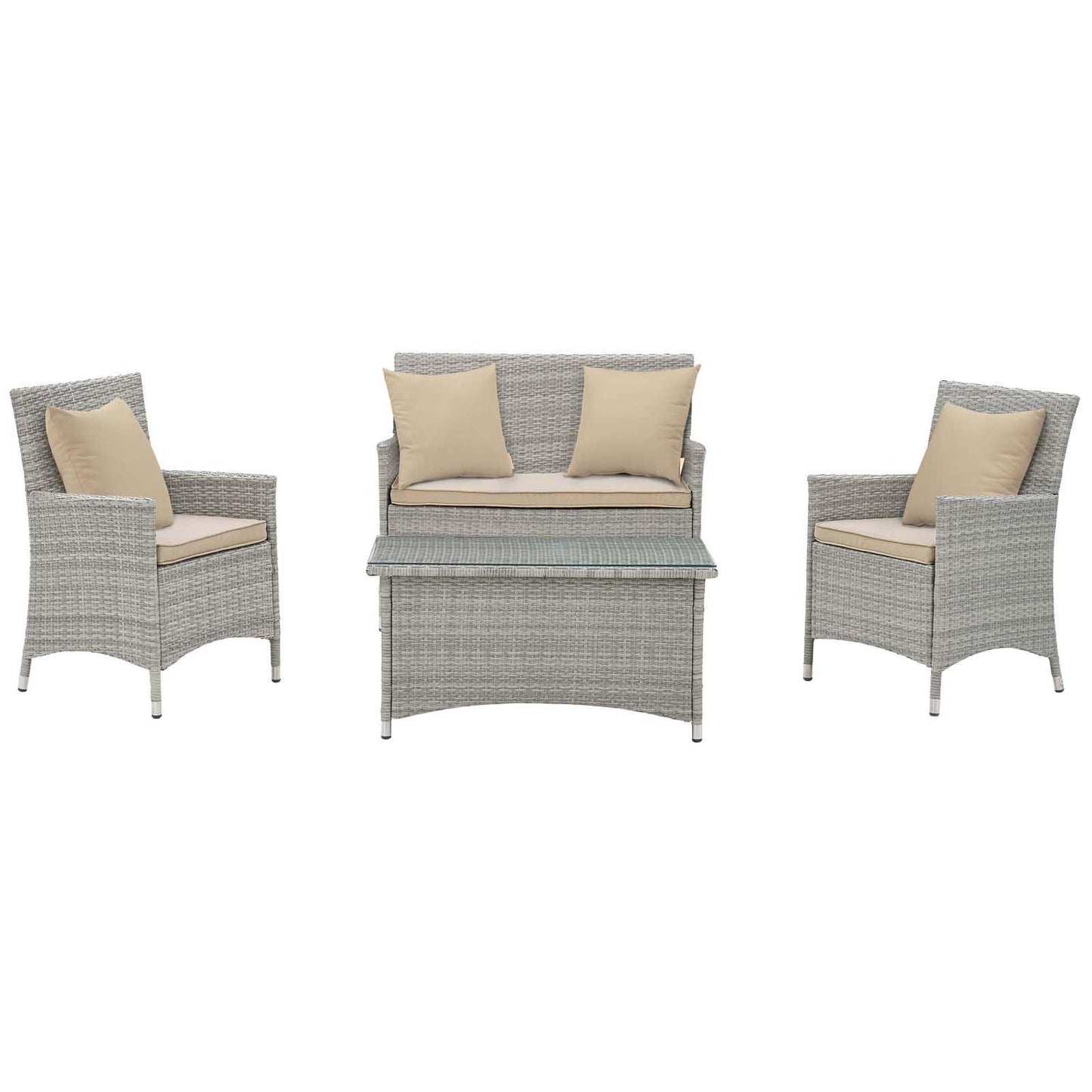 Modway Bridge 4 Piece Outdoor Patio Patio Conversation Set with Pillow Set FredCo