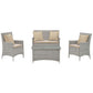 Modway Bridge 4 Piece Outdoor Patio Patio Conversation Set with Pillow Set FredCo