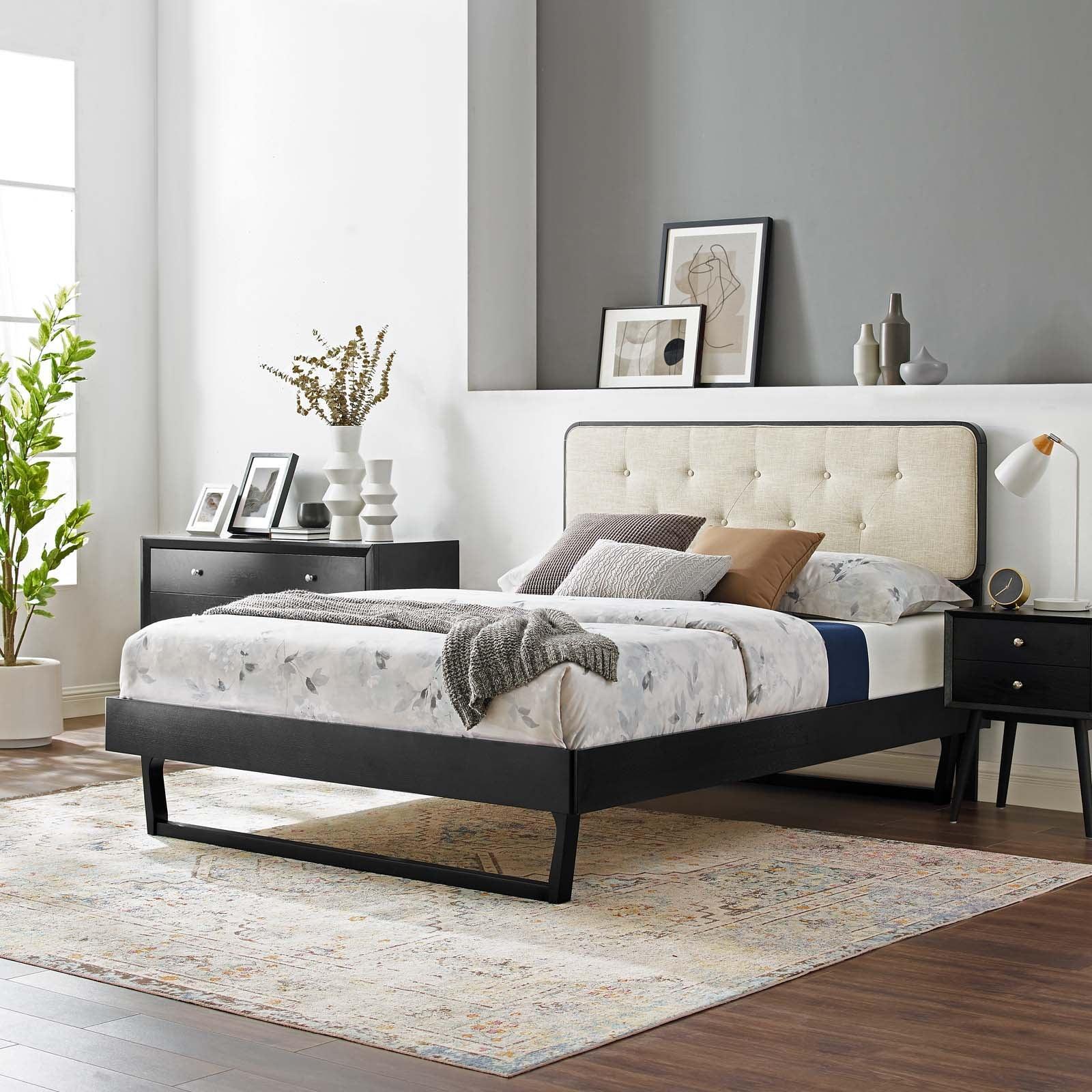 Modway Bridgette King Wood Platform Bed With Angular Frame FredCo
