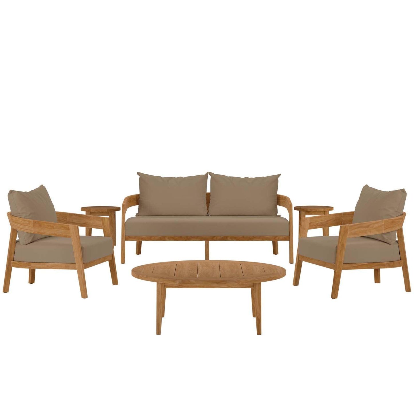 Modway Brisbane 6-Piece Teak Wood Outdoor Patio Set FredCo