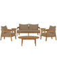 Modway Brisbane 6-Piece Teak Wood Outdoor Patio Set FredCo
