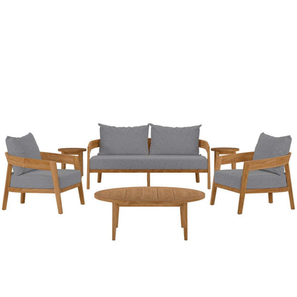 Modway Brisbane 6-Piece Teak Wood Outdoor Patio Set FredCo