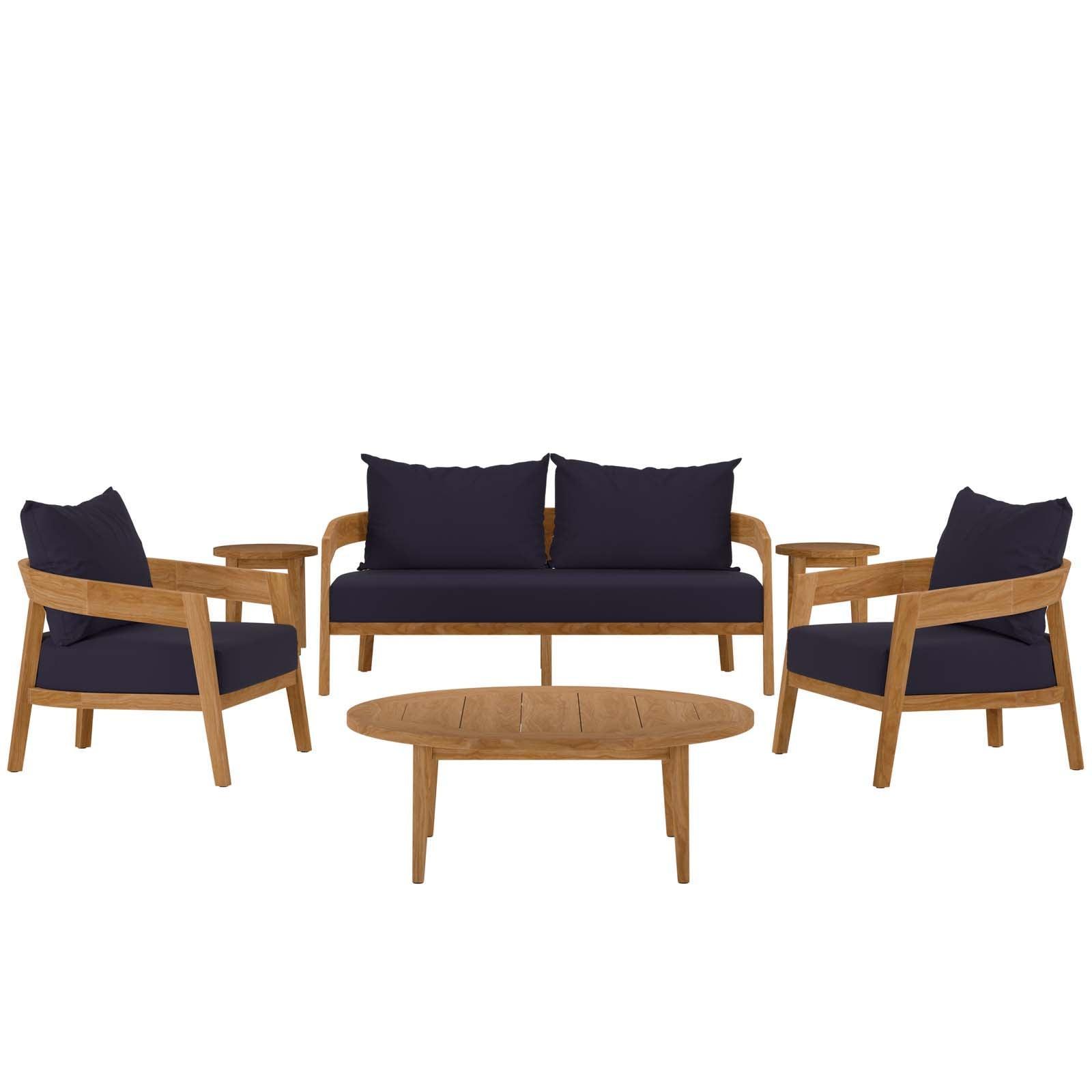 Modway Brisbane 6-Piece Teak Wood Outdoor Patio Set FredCo